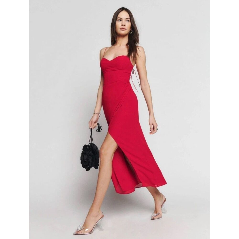 Reformation Kourtney Red Midi Slip Dress